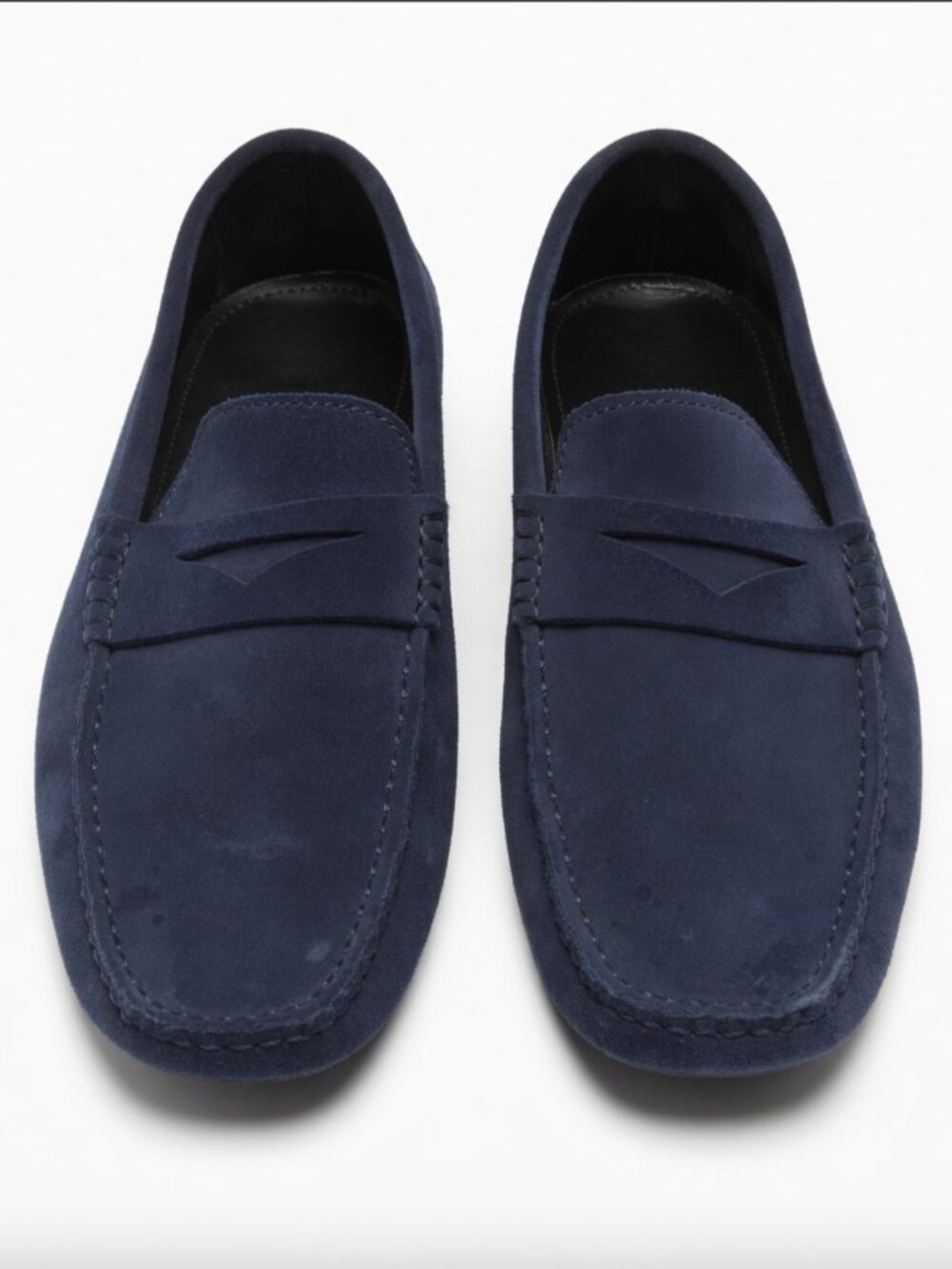 Luxury Shoes - a. testoni Suede - Lola Navy Slip On Driving Shoes - Size 10